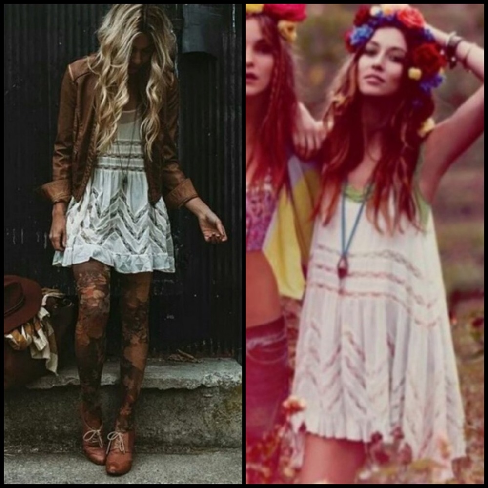 Free People WhiteGray Dot Lace Trapeze Slip Dress - Picture 2 of 12